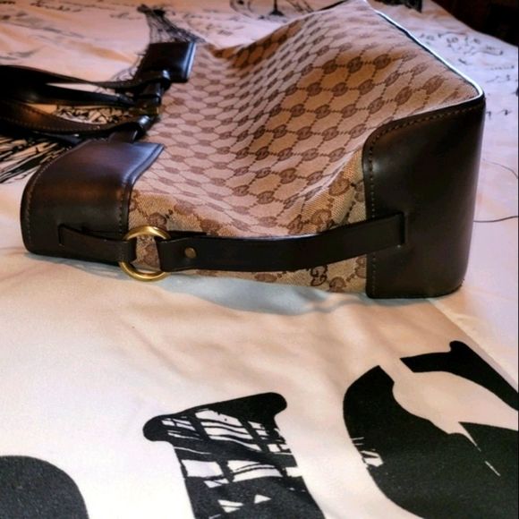 Gucci GG Canvas Large Tote Bag with Leather Trim – Brown - Picture 6 of 15